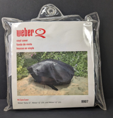 Weber Premium Grill BBQ Cover Series Q 100/1000 Black 9907, NEW Sealed