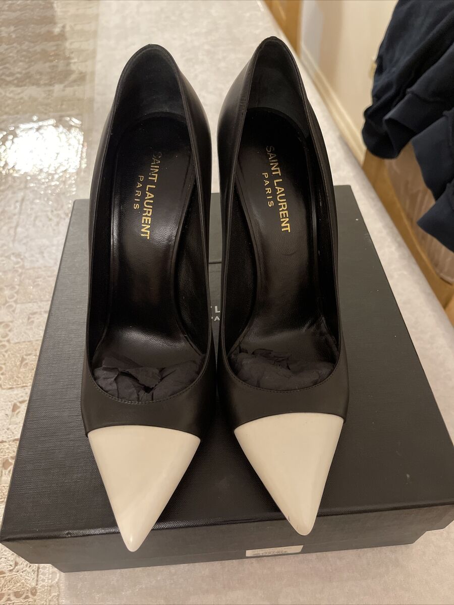 Yves Saint Laurent Paris cap toe black white classic pump Yves Saint Laurent Paris cap toe black white classic pump