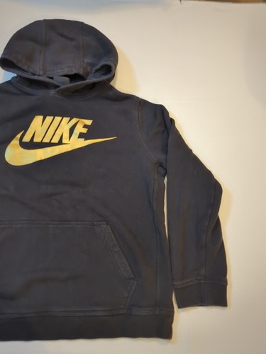 Nike Sportswear Boy's Hoodie Sz XL 20-22 Black Gold Sweater Logo Pullover Pocket - Picture 3 of 15