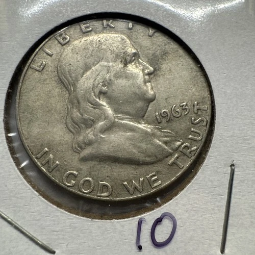 FRANKLIN HALF DOLLAR, 1963-D, 90% SILVER