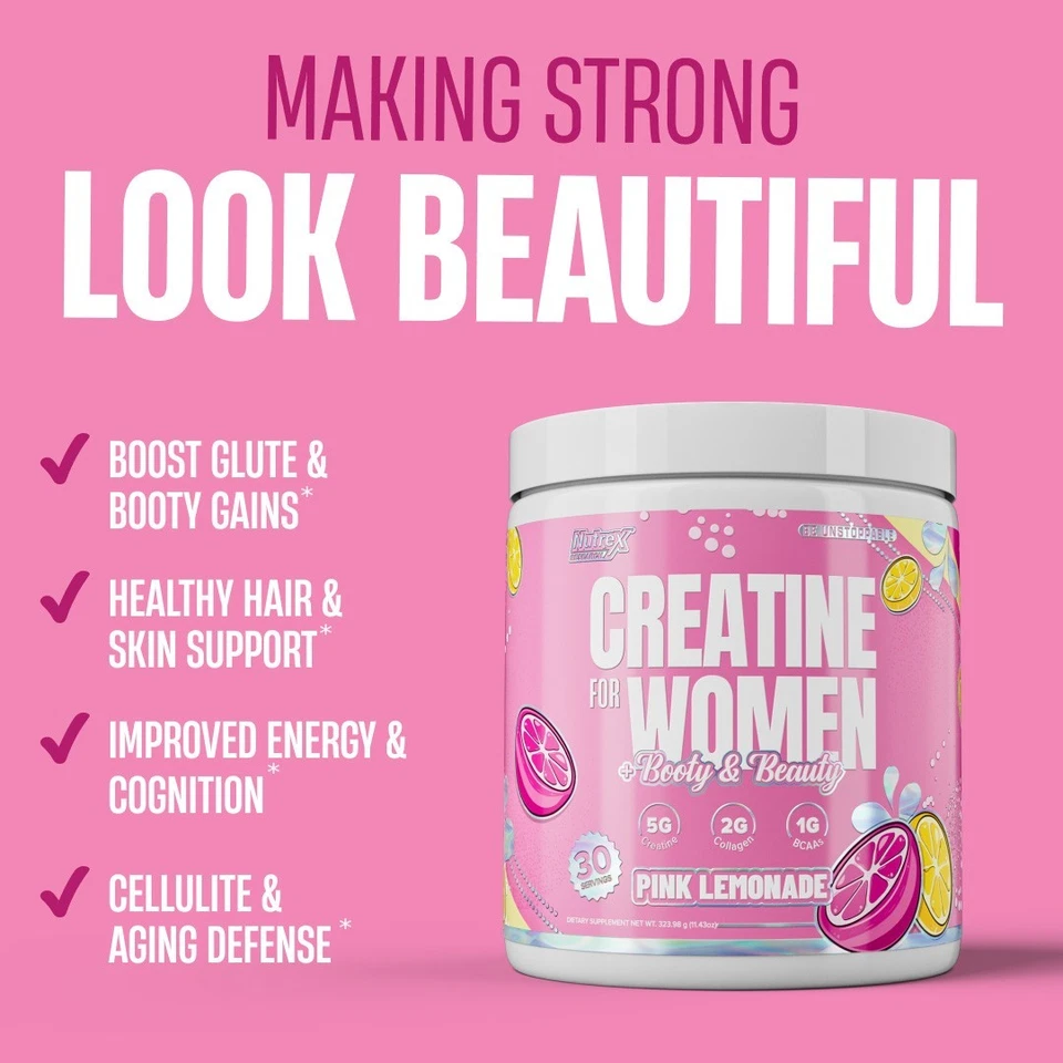 Nutrex CREATINA Monohidrato Para MUJERES Polvo Colágeno Biotina BCAA Botín y Belleza Foto 2 de 4