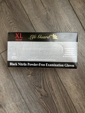 Life Guard Black Nitrile Powder-Free Exam Gloves XL 6345 - Box of 100 gloves