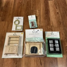 Lot of 4 Mayberry Street Miniatures Kits Pie Safe Fireplace Plants Cupboard More