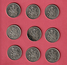 Canada  50  Cent  Coins (9 ) run 1968 -1976  VF (KM75.1 ) (C1-050-1968-1976)
