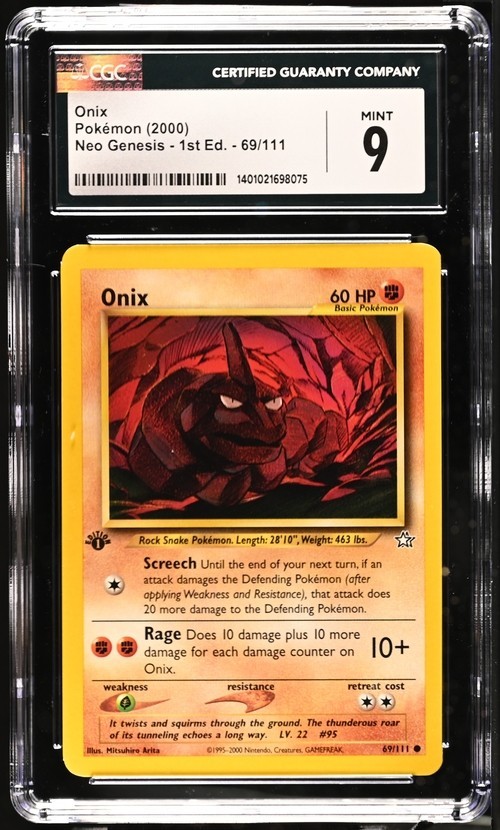 CGC 9 MINT Onix 1st Edition Pokémon Neo Genesis 69/111