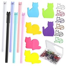 42 Pack Cat Stationery Set Office Supplies 6 Color Cute Cats Sticky Notes 30