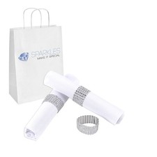 250 Rhinestone Napkin Rings 6 Row - silver diamond wedding party sash holder