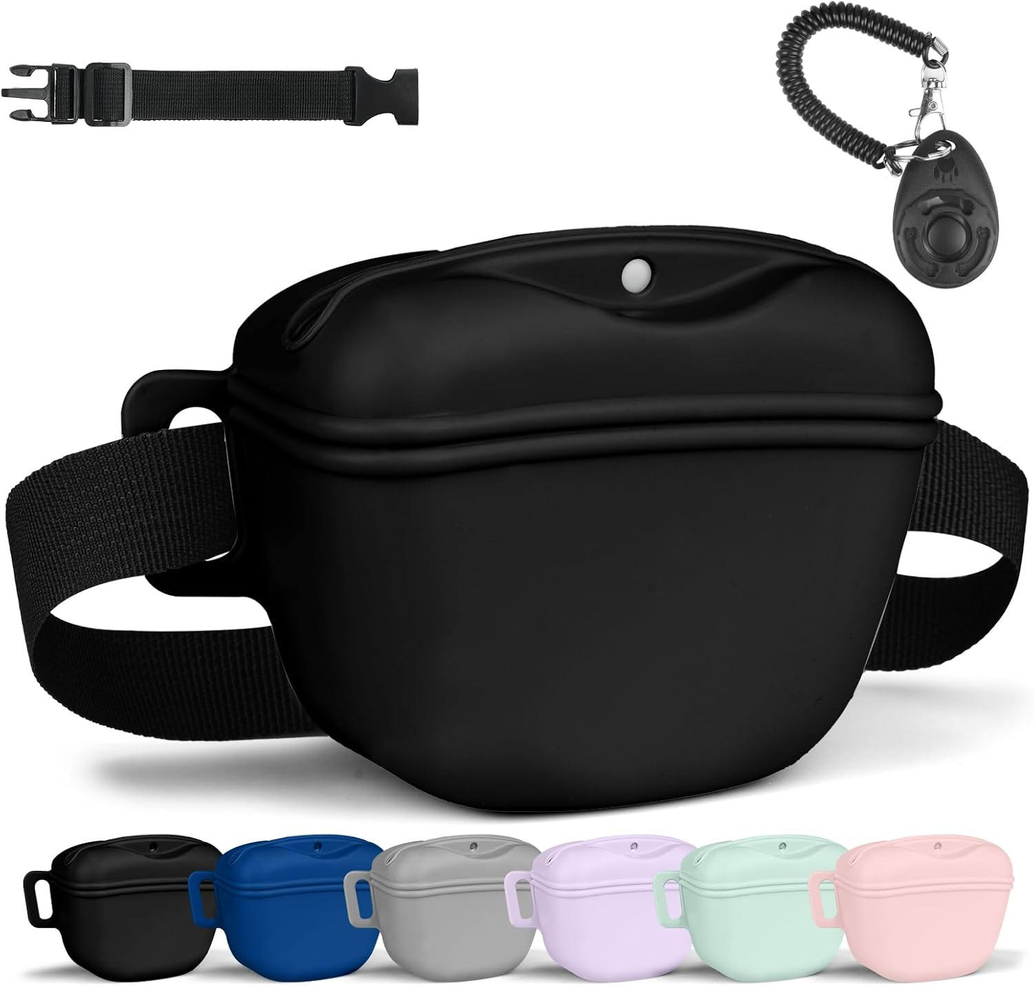 Silicone Premium Dog Treat Pouch - Magnetic Closure, Portable Dog Food Bag for W