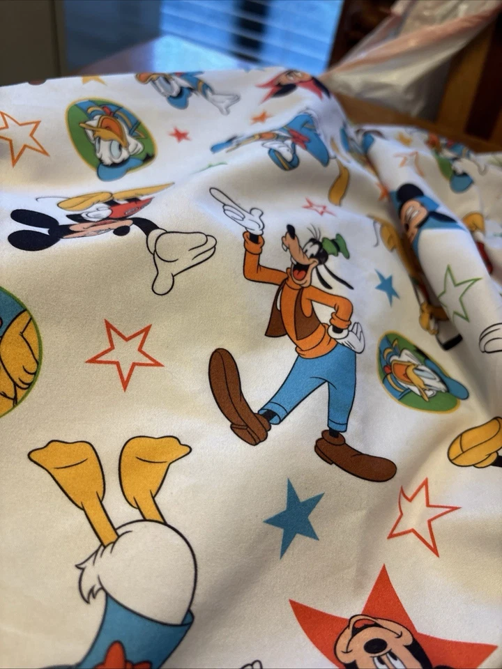 Sábana plana vintage Disney bebé/niño pequeño Mickey, Donald, Goofy, Pluto Foto 3 de 4
