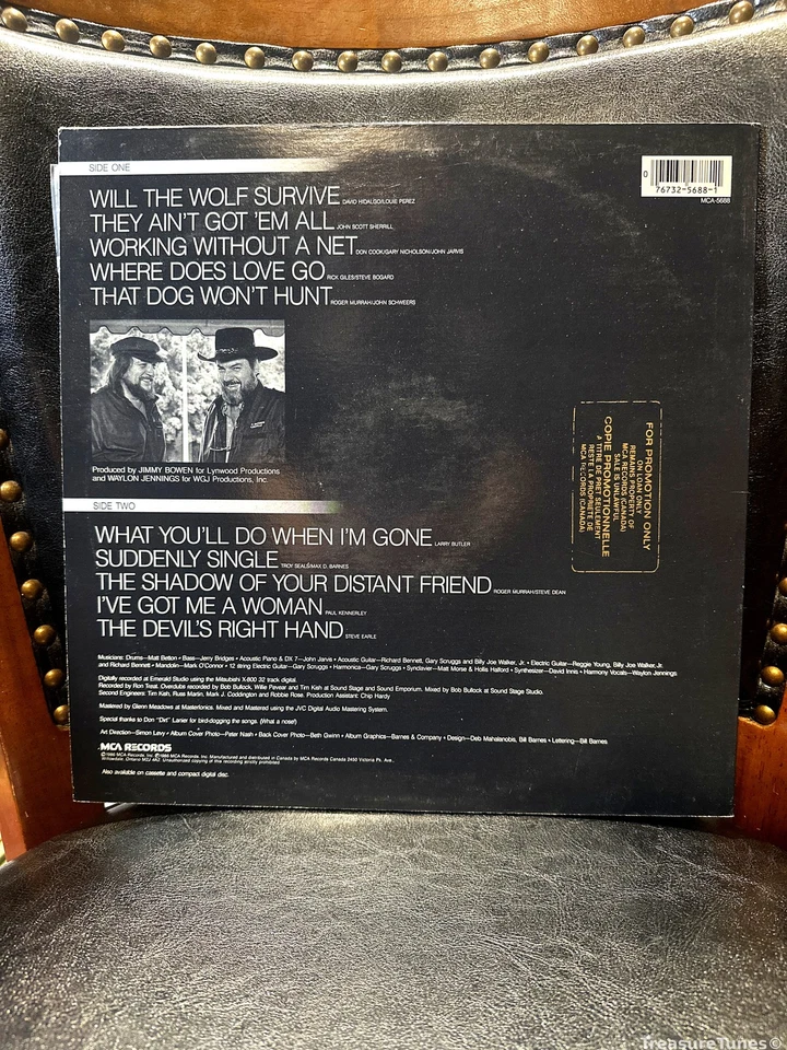 Waylon Jennings - Will The Wolf Survive Vinyl LP [1986] MCA-5688 - Image 2 of 3
