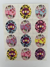 RARE VINTAGE Lisa Frank S116 DANCING PENGUINS RAINBOW PIANO RECORDS Stickers