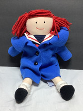 Vintage 1994 Eden Madeline Plush Doll Blue Coat and Red Yarn Hair 15"