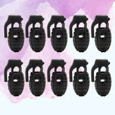 10pcs Shape Shoelace Buckle Tightening Non-slip Buckle Shoelace Clip(Black)