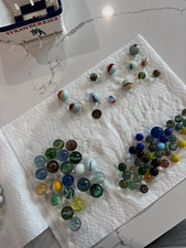 Mixed Lot Glass Toy Marbles Assorted Colors Swirls  Cat's Eye