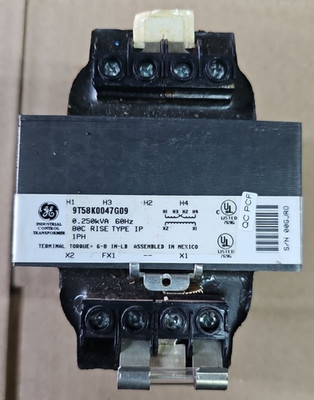General Electric 9T58K0047G09 0.250kVA Control Transformer Pri 480/120 sec 120v