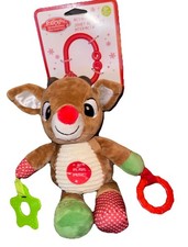 Rudolph The Red Nosed Reindeer Plush Musical Teether Sensory Crinkle Baby Toy