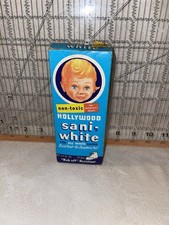 Vintage Hollywood Shoe Polish Sani-White Box  Plastic Bottle bottle is full 