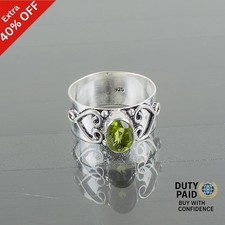 Valentines Sale Sterling Silver August Birth Peridot Gemstone Band Wife New Ring