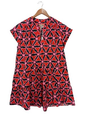 SALONI Hippiekleid Damen Kleid Gr. DE 34 rot-schwarz-pink Casual-Look