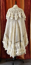 VTG handmade piano shawl Ivory crochet wool bohemian
