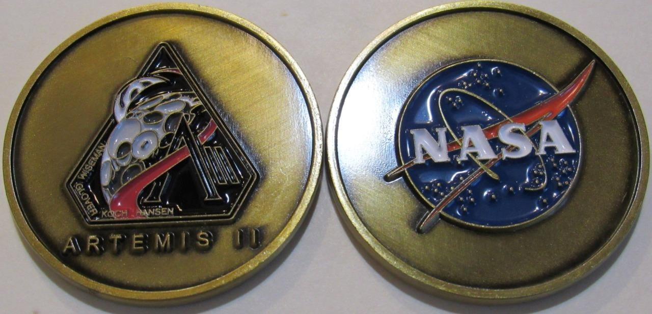 Nasa Artemis-Ii Color Mission 1.5&Quot; Dia Coin Going To The Moon New Antique Bronze