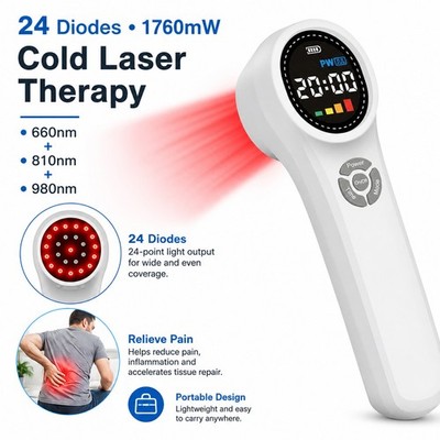 Portable Cold Laser Therapy 1760mW LLLT 660nm 810nm 980nm for Joint & Back Pain