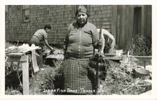 RPPC Quinault Indian Fish Bake Taholah Washington 1940s Real Photo Postcard