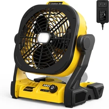 Battery Operated Fan for Dewalt 20V Max Battery, Portable Fan with AC Adapter &