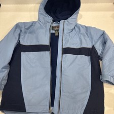 LL Bean Boys M 10-12 Wind Waterproof 3 In 1 Jacket Fleece Liner Hooded Blue