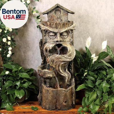 Outdoor Floor Cascading Waterfall Tree Trunk Water Fountains Patio Porch Backyar