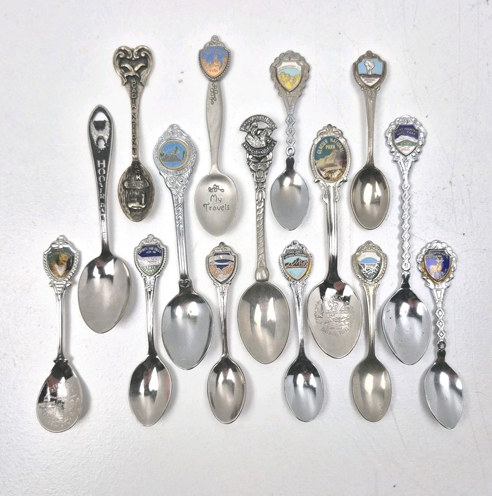 Vtg Lot Of 15 Souvenir Collector Spoons NATIONAL PARKS Unused Starter Set