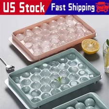 DIY Round Ice Cube Ball Maker PP Tray Silicone Sphere Mold Bar Whiskey Cocktails