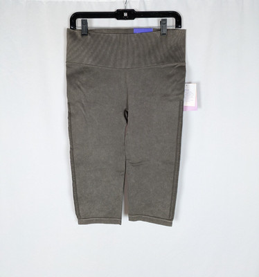 Joy Lab Leggings Gray High Rise Ribbed Knit Capris Stretch Workout Athletic