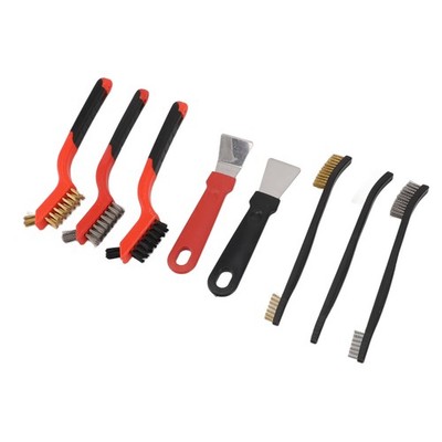 8x Wire Brush Set For Cleaning Small Brass Stainless Nylon Steel Scratch Bru SET