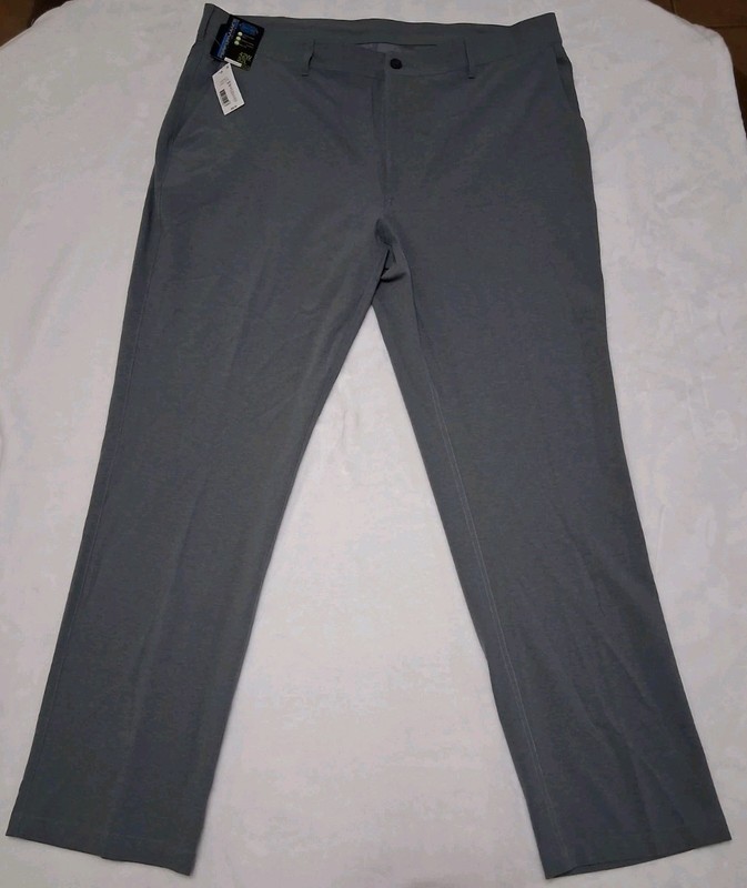 Men's Roundtree Yorke Performance Pants Men 42 x 32 Gray Straight Fit Flat Front