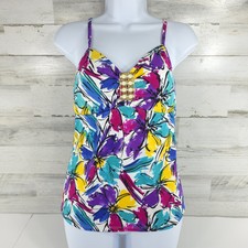 ANNE COLE COLLECTION WOMEN'S SIZE 8 TANKINI SWIM TOP MEDALLION COLORFUL FLORAL..