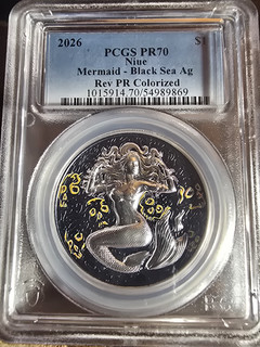 2026 Niue $1 Mermaid Black Sea 1 oz .999 Silver PCGS PR70 Proof Colorized