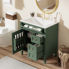30'' Bathroom Vanity with Top Sink, Modern Bathroom Storage Cabinet with 2 Dra