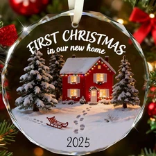 New Home Christmas Ornament 2025 First Christmas Housewarming Gifts Glass Home 