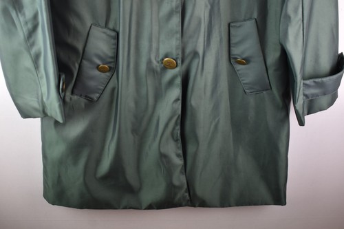 DENNIS BASSO Green Trench Coat size L Womens Button Up Mac Casual Outdoors - Picture 3 of 8