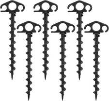 Tent Stakes Ground Anchors Screw in, 6 Pack Sand Stakes for Beach 9.4 Inch Heavy