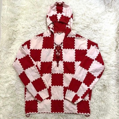 LOUIS VUITTON X NIGO RED/WHITE GIANT DAMIER PRINT WINDBREAKER SIZE