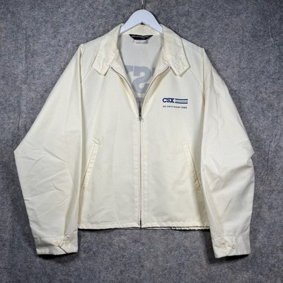 Vintage CSX Transportation Jacket Mens Size XL 365 Days Injury Free 80s Zip Up