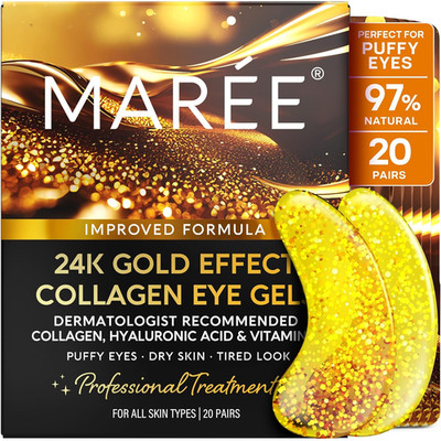 24K Gold Glow under Eye Gels for Dark Circles and Puffiness - Cooling Collagen &