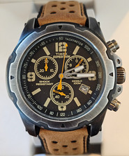 Rare Timex Expedition Sierra Chronograph Tan Leather TW4B01500 - Orange Accents