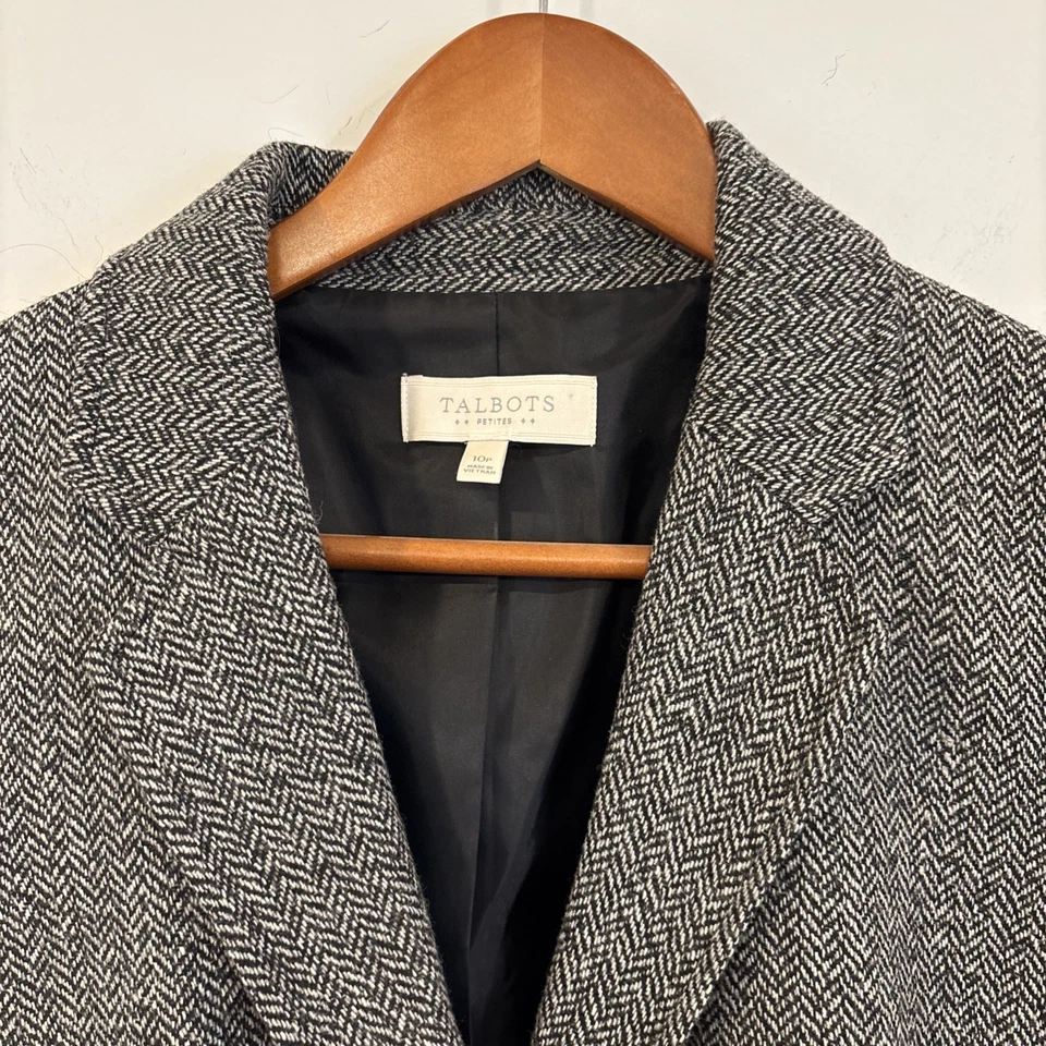 Blazer Talbots Tweed Mezcla de Lana a Cuadros Gamuza Parches en el Codo 10 Pequeño 10P Foto 2 de 4