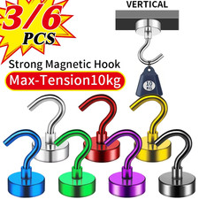 3/6Pcs Magnetic Hooks Heavy Duty 25LB Strong Metal Hooks