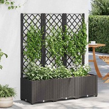 Garden Planter with Trellis Black 120x40x136 cm PP