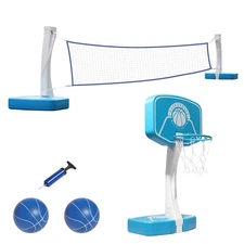 Poolside basketball stand