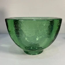 Vintage Emerald Green Fire & Light Recycled Glass Art Glass 8" Wide Lipped Vase